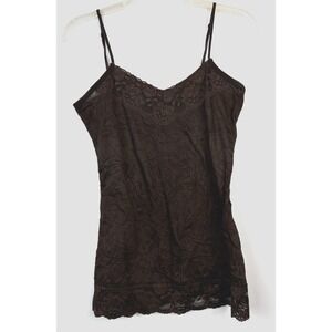Y2K Lace Trim Crinkle Cami Tank Womens Medium Whimsigoth Fairy Indie Coquette
